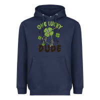 Navy one lucky dude Heavyweight Hoodie - MaliasSmallBusiness