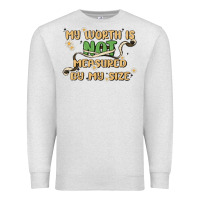 Oatmeal Heather my worth is not defined by my size Premium Sweatshirt - MaliasSmallBusiness
