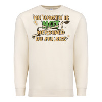 Sandshell my worth is not defined by my size Premium Sweatshirt - MaliasSmallBusiness