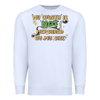 White my worth is not defined by my size Premium Sweatshirt - MaliasSmallBusiness