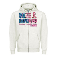 Oatmeal Heather heal cancer with cancer ribbon Zipper Hoodie - AdoDesignShop