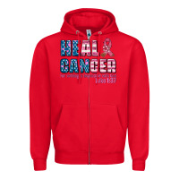 Red heal cancer with cancer ribbon Zipper Hoodie - AdoDesignShop