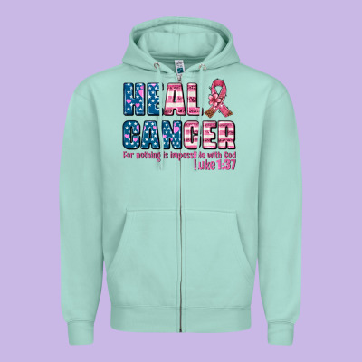 Heal Cancer With Cancer Ribbon Zipper Hoodie Designed By Adodesignshop