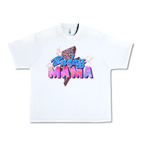 White badass mama Urban Heavy Tee - Zillion Design Studio