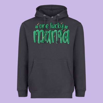One Lucky Mama Heavyweight Hoodie Designed By Maliassmallbusiness