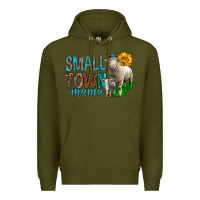 Army Green Small Town Mama With Sheeps Premium Hoodie - BundleAndBundleShop