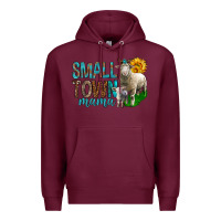 Burgundy Small Town Mama With Sheeps Premium Hoodie - BundleAndBundleShop