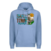 Colony Blue Small Town Mama With Sheeps Premium Hoodie - BundleAndBundleShop