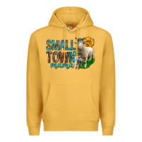 Mustard Small Town Mama With Sheeps Premium Hoodie - BundleAndBundleShop