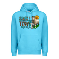 Ocean Blue Small Town Mama With Sheeps Premium Hoodie - BundleAndBundleShop