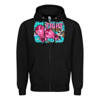 Black fight with boxing gloves and cancer ribbon Zipper Hoodie - AdoDesignShop