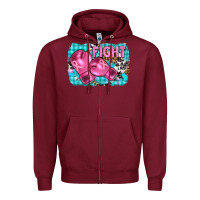 Burgundy fight with boxing gloves and cancer ribbon Zipper Hoodie - AdoDesignShop
