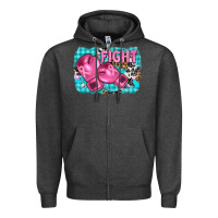 Charcoal Heather fight with boxing gloves and cancer ribbon Zipper Hoodie - AdoDesignShop