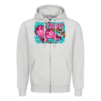 Dove Grey fight with boxing gloves and cancer ribbon Zipper Hoodie - AdoDesignShop