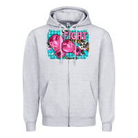 Heather Grey fight with boxing gloves and cancer ribbon Zipper Hoodie - AdoDesignShop