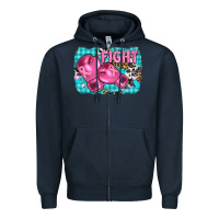 Navy fight with boxing gloves and cancer ribbon Zipper Hoodie - AdoDesignShop