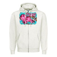 Fight With Boxing Gloves And Cancer Ribbon Zipper Hoodie | Teevron