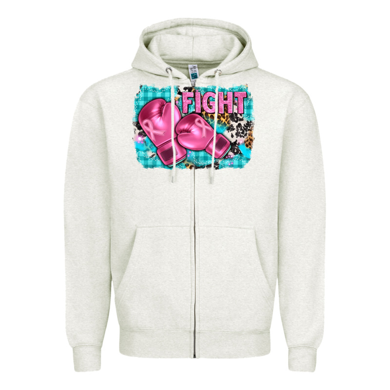Fight With Boxing Gloves And Cancer Ribbon Zipper Hoodie by AdoDesignShop | Teevron