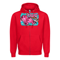 Red fight with boxing gloves and cancer ribbon Zipper Hoodie - AdoDesignShop
