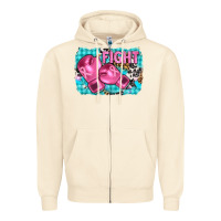 Sandshell fight with boxing gloves and cancer ribbon Zipper Hoodie - AdoDesignShop