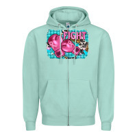 Seafoam fight with boxing gloves and cancer ribbon Zipper Hoodie - AdoDesignShop