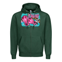 Sports Green fight with boxing gloves and cancer ribbon Zipper Hoodie - AdoDesignShop