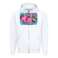 White fight with boxing gloves and cancer ribbon Zipper Hoodie - AdoDesignShop