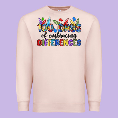 100 Days Of Embracing Differences Premium Sweatshirt Designed By Maliassmallbusiness