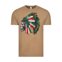 Vintage Coffee mexican indian headdress with skull Vintage Tee - RanaPortraitStore