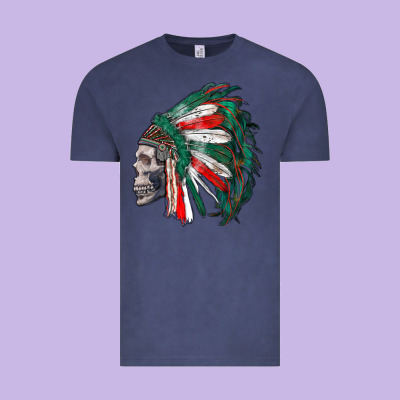 Mexican Indian Headdress With Skull Vintage Tee Designed By Ranaportraitstore