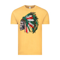 Vintage Mustard mexican indian headdress with skull Vintage Tee - RanaPortraitStore