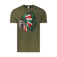 Vintage Olive mexican indian headdress with skull Vintage Tee - RanaPortraitStore