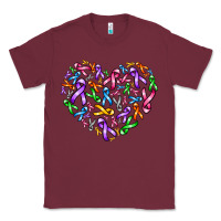Burgundy cancer ribbon heart Classic Tee - AdoDesignShop