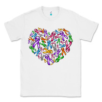 White cancer ribbon heart Classic Tee - AdoDesignShop