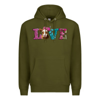 Army Green love with guernsey cow Premium Hoodie - AdoDesignShop