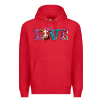 Red love with guernsey cow Premium Hoodie - AdoDesignShop