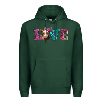 Sports Green love with guernsey cow Premium Hoodie - AdoDesignShop