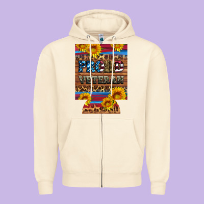 Proud Veteran  12 Oz Regular Can Cooler Zipper Hoodie Designed By Artiststas