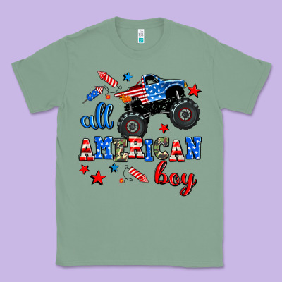 All American Boy  Monsterr Truck Classic Tee Designed By Adodesignshop