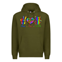 Army Green Peace Love Equality Premium Hoodie - BundleAndBundleShop
