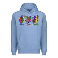 Colony Blue Peace Love Equality Premium Hoodie - BundleAndBundleShop