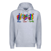 Heather Grey Peace Love Equality Premium Hoodie - BundleAndBundleShop