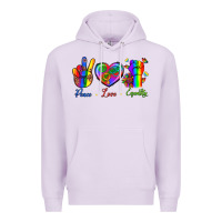 Lilac Peace Love Equality Premium Hoodie - BundleAndBundleShop