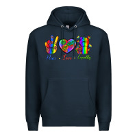 Navy Peace Love Equality Premium Hoodie - BundleAndBundleShop