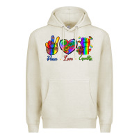 Oatmeal Heather Peace Love Equality Premium Hoodie - BundleAndBundleShop
