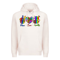 Pale Pink Peace Love Equality Premium Hoodie - BundleAndBundleShop