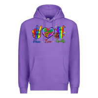 Purple Peace Love Equality Premium Hoodie - BundleAndBundleShop