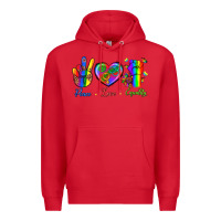 Red Peace Love Equality Premium Hoodie - BundleAndBundleShop