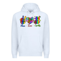 White Peace Love Equality Premium Hoodie - BundleAndBundleShop