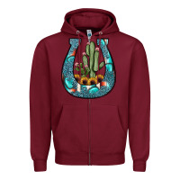 Burgundy cactus horseshoe Zipper Hoodie - JahusDesignShop